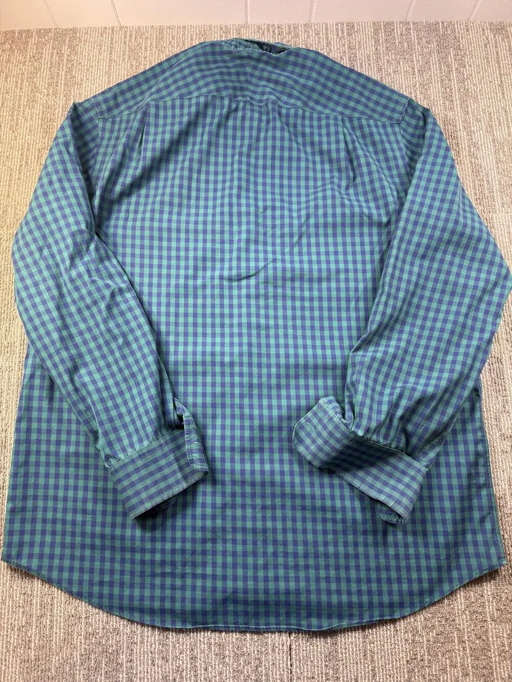 Charles Tyrwhitt Shirt Mens Large Green Check Long Sleeve Button Down Non-Iron
